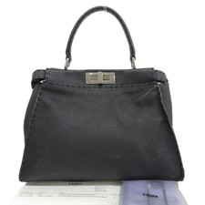 Bolso de Mano FENDI Peekaboo Medium Selleria 8BN290 Q0J F0E66 Cuero Negro #TYB539