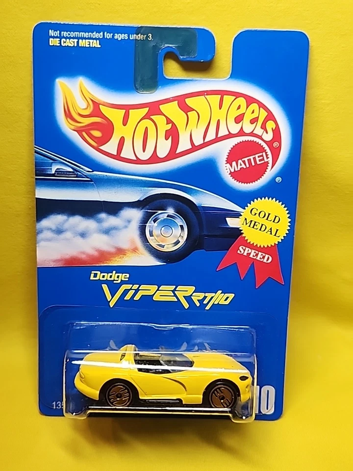 Dodge Viper RT/10 1991 Hot Wheels amarillo #210 - tarjeta azul medalla dorada nueva en paquete 🔥 (A3) Foto 3 de 4