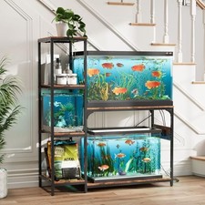 20-29 Gallon Fish Tank Stand with Power Outlet, Wood Aquarium Stand with Brown