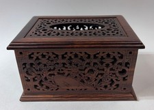 Carved Wood Tissue Box Cover Chinese Chinoiserie Style