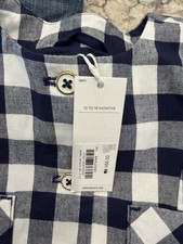 Jacket Janie And Jack 12-18Months Blue And White Plaid Nwt With Headband One Siz