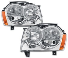 Pair Headlights Assembly Compatible for 2005 2006 2007 Jeep Grand Cherokee Ha...