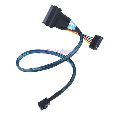 50cm 12GB/s Mini SAS Cable SFF 8643 to SFF 8639 NVMe SSD With 15 Pin SATA Power