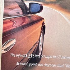 1990 Infinity Q45 Sedan 0-60 6.7 sec Vintage Print Ad Car Auto Advert Art
