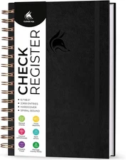 Check Register for Personal Checkbook – 6.1" x 8.3", Hardcover, Black