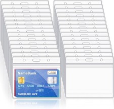 100 Pcs Clear Plastic Horizontal Name Tag Badge ID Card Holders for Office Sc...