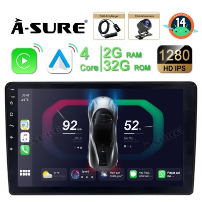 DAB+ Carplay Autoradio Android 15 GPS NAVI SAT WiFi für Fiat 500 500C 2016-2020