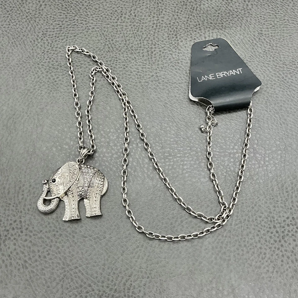 Collar Colgante Elefante Lane Bryant Mujer Tono Plata Ajustable Declaración Foto 2 de 4