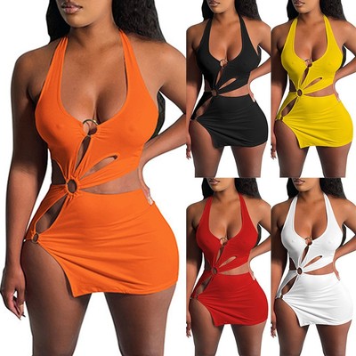 Schlankes und stylisches Minikleid mit Cut Out taillierten Trägern modisch und sexy
