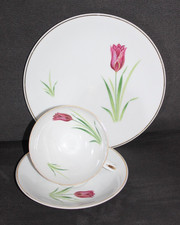 Sammeltasse PMR Jaeger & Co Bavaria, Sammelgedeck 3-teilig, Motiv Tulpe,Goldrand