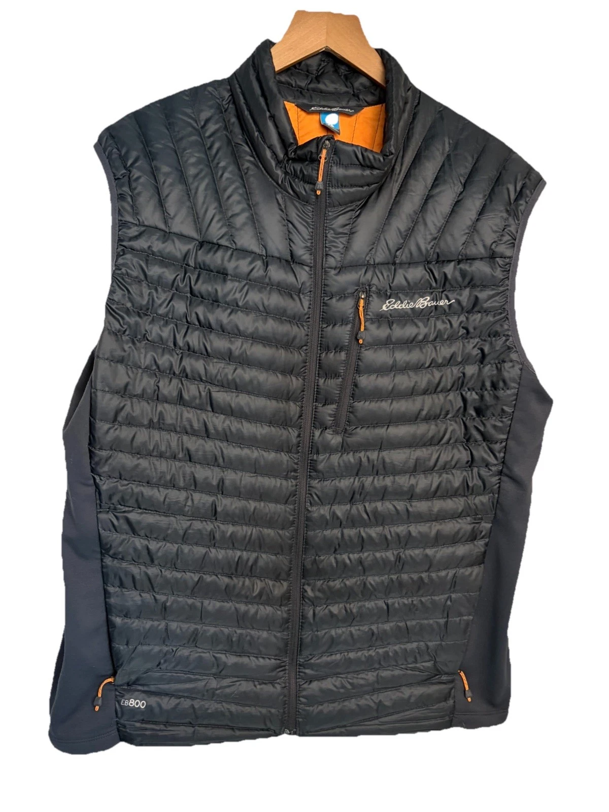 Eddie Bauer First Ascent Men's XL Black EB800 Goose Down Lightweight Puffer Vest
