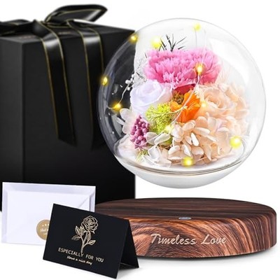  Valentine's Day Magnetic Levitation Preserved Flowers with LED Light - Pink