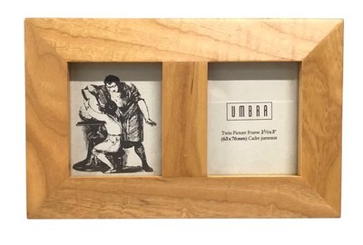 Umbra Polished Wood Twin Picture Frame 4.5 x 7 in (photo size 2.5 x 3 in) New