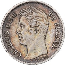 [#1509701] France, Charles X, 1/4 Franc, 1827, Paris, Silver, EF