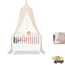 Magical Beige Bed Canopy for Kids - Soft Crib Canopy with Mosquito Protection