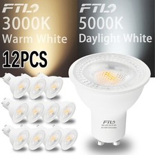 FTL 12-Pack GU10 LED Bulbs Dimmable GU10 Base Two Prong Spot Light Bulb 6W 600LM