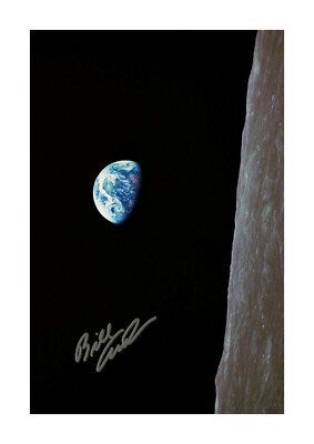 Earthrise by Bill Anders Apollo 8 A4 signiertes Bilderplakat und Rahmenwahl.