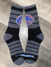 BOISE STATE BRONCOS COLLEGE LOGO  CHARCOAL STRIPE CREW LENGTH SOCKS LARGE