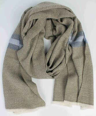 Wool Scarf Men's Scarf 100% Wool (Merino) Stripe Brown Made in Germany