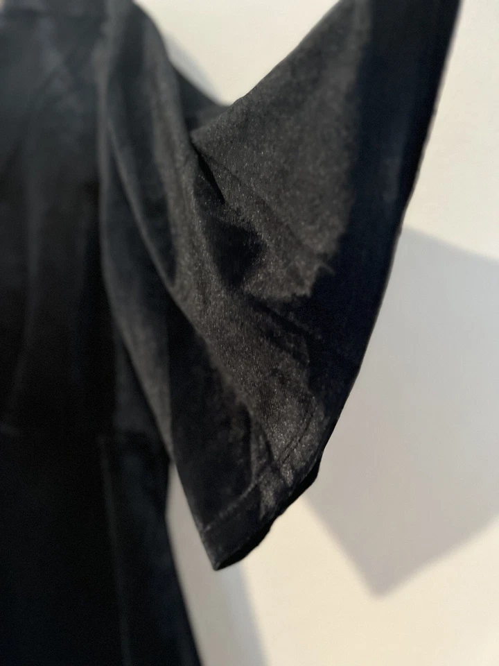 KNOX ROSE Black Velvet Velour Top Sz L Short Flared Sleeve Blouse Elegant Boho - Image 4 of 4