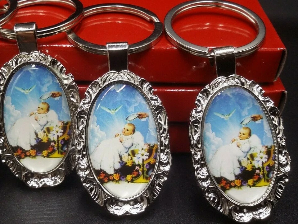 10 Llaveros Recuerdos De Bautiso Niño Mi Bautizo Fiesta de Bautizo Favores Niño, Regalo Foto 2 de 4