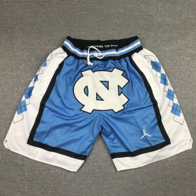 Retro Universität von North Carolina Basketball Shorts Genäht Blau und weiß