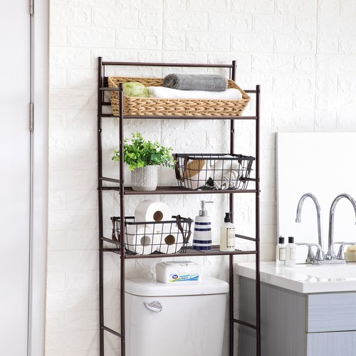 2-Pack Wire Basket Organizers with Faux Leather Handles, Black - Picture 11 of 12