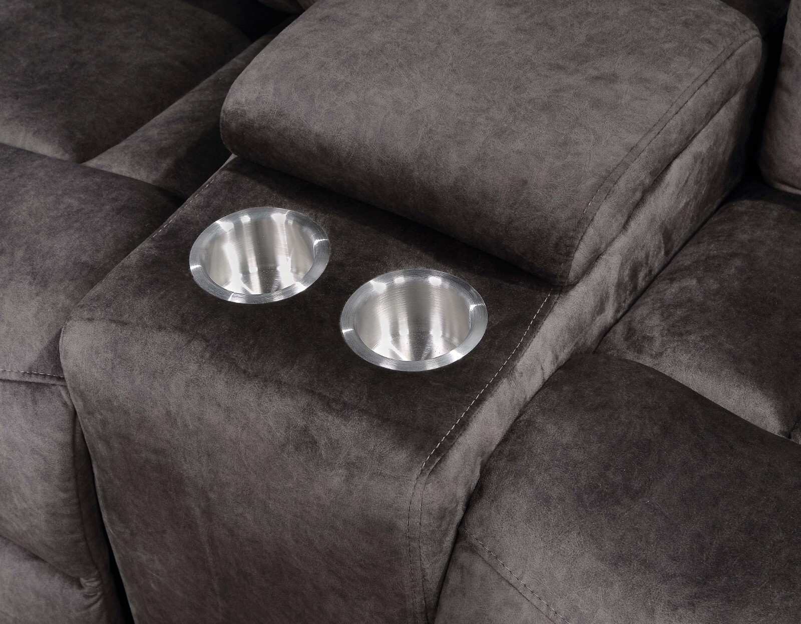 Living Room Modular Sectional Sofa w/ Manual Recliners, Pillow Back, Dark Gray