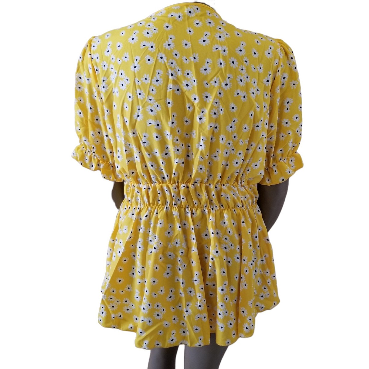 SHEIN CURVE Daisy Print Surplice V-Neck Peplum Top Womens SHEIN CURVE Daisy Print Surplice V-Neck Peplum Top Womens