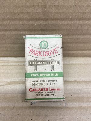 Old EMPTY cigarette packet size 10 Park Drive + sl. early version cork tip. 
