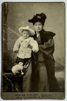 orig. KAB photo picture old photograph around 1900 mother child Hanover