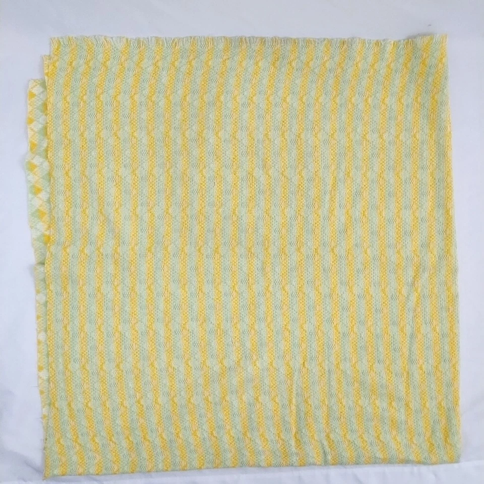 Vintage Yellow and Green Baby Blanket Fabric Piece 1+ Yards - Image 4 of 4
