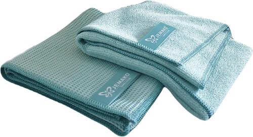 JEMAKO 2er Set Reinigungstücher – Trocken- & Profi-Tuch Grün + Wäschenetz