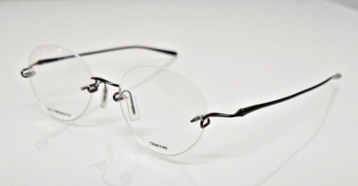 Kazuo Kawasaki 718TRA Col 37 Brushed Black Silver Rimless Eyeglasses  48-19-140