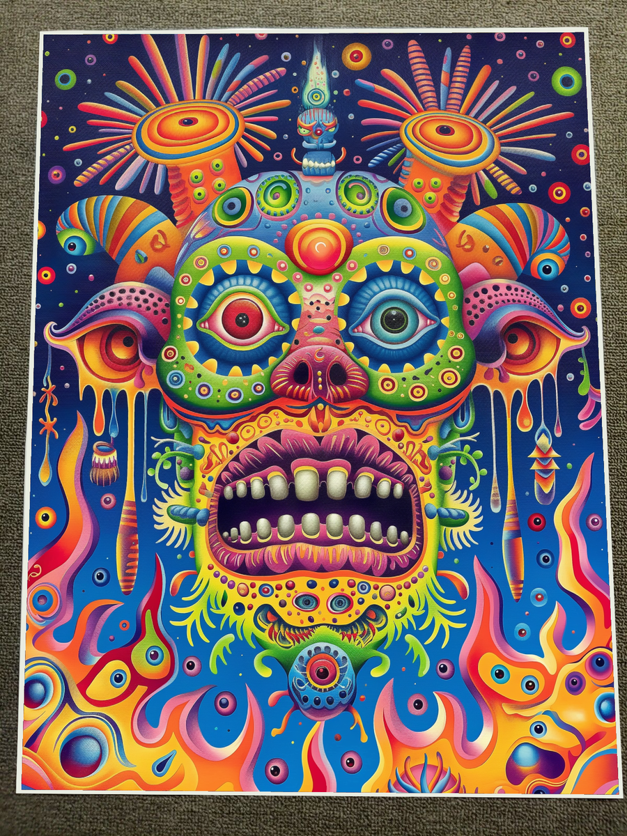 Surreal Psychedelic Mask - Vibrant Abstract Art Poster 18x24in | eBay