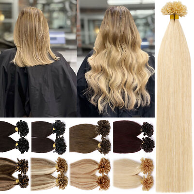50-300PCS Brazilian Pre Bonded Nail U Tip Keratin Remy Human Hair Extensions USA