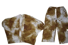 Grade & Gather Tie Dye Wide Leg Pull On Pants Open Front Top 2 Piece Set M/L