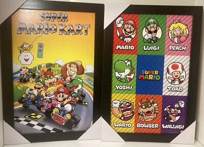Super Mario Kart Nintendo Bowser Toad Donkey Kong Princess Peach Wall Art 13''x19