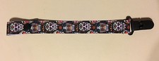 SKULLS DAY OF THE DEAD PACIFIER HOLDER CLIP WITH SNAP OR STRING