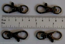 12 SWIVEL CLIPS / Snap Hooks ~ Gun METAL BLACK 1.5" long  Clasps w/ lobster claw
