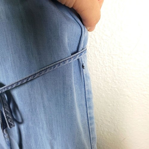 Women's BB Dakota Chambray Like Lyocell Short Mini Ruffled Short Sleeve Dress - Picture 9 of 9
