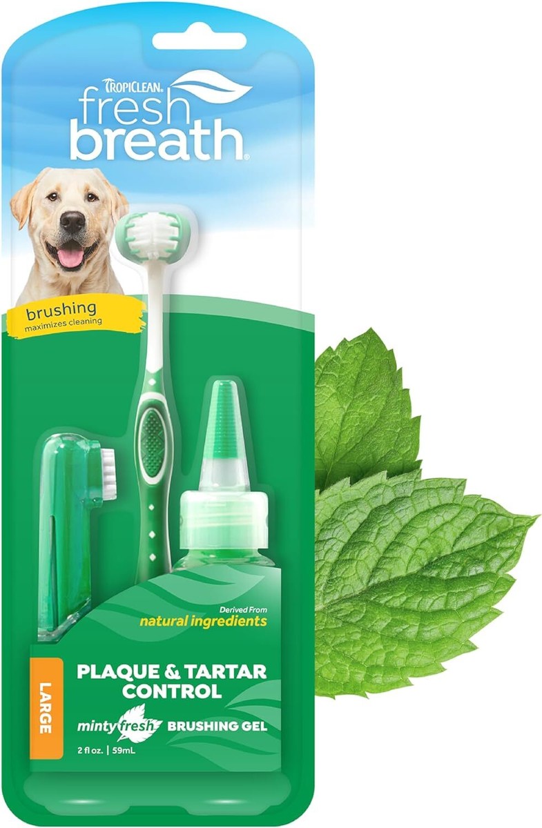 TropiClean Fresh Breath Dog Teeth Cleaning Oral Care Kit Breath