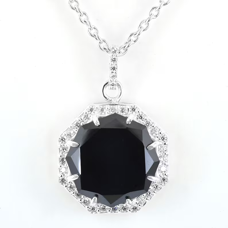 34.60 Ct Black Diamond Pendant In 925 Sterling Silver AAA Certified Pendant