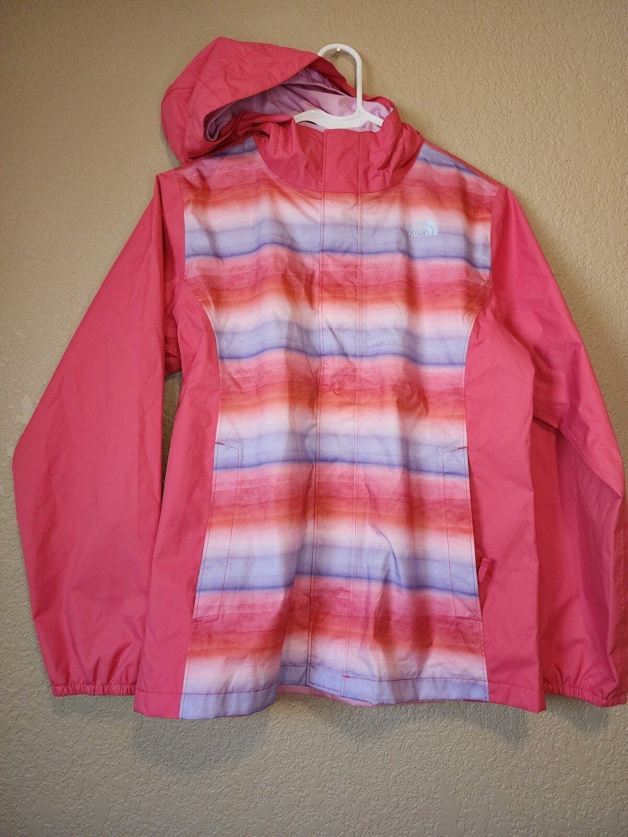 North Face Girls LG 14/16 Resolve Reflective Jacket Pink Stripe
