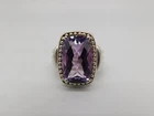 VINTAGE DESIGNER STERLING SILVER BEADED AMETHYST STONE RING