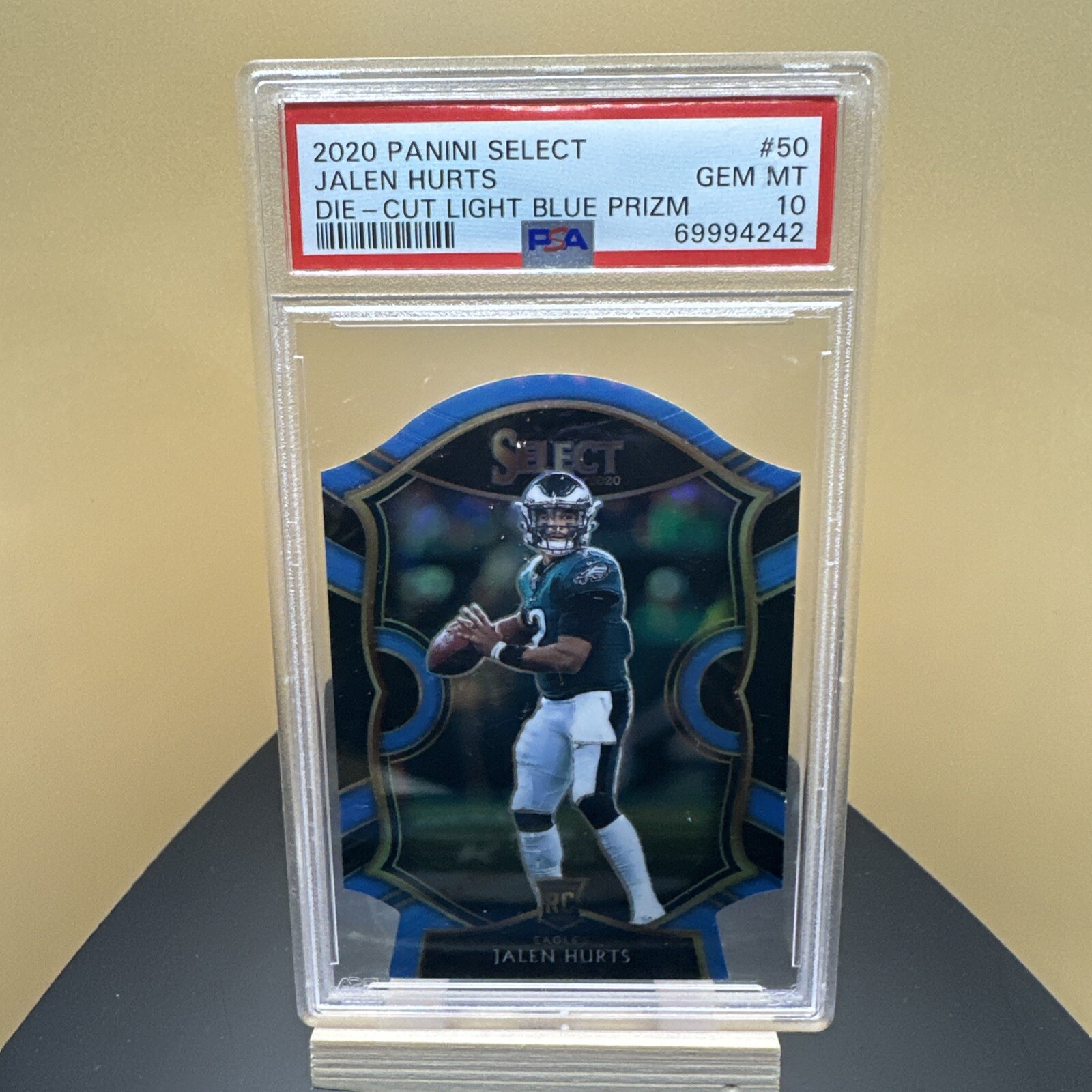 2020 Select Die Cut Light Blue Prizm JALEN HURTS Rookie RC #50 PSA 10