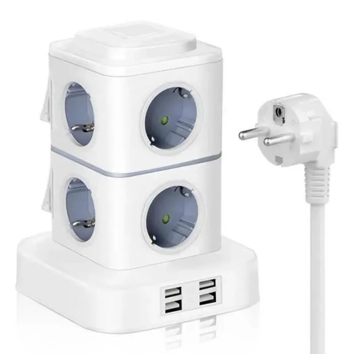 Tour multiprise parafoudre 2500W pour sécuriser 12 appareils branchés