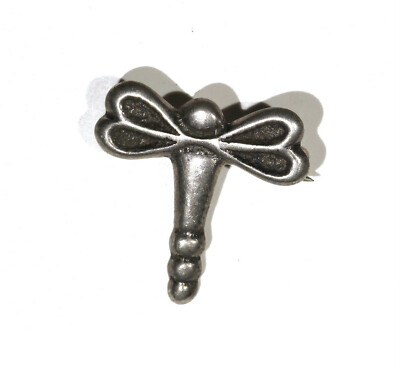 Vintage Andy Thomas Sterling Silver Dragonfly Sandcast Pin Signed AT T See Photo