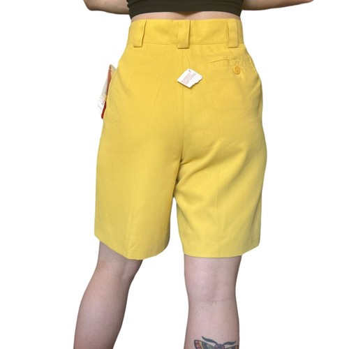 Pantalones Cortos Vintage Años 80 Deadstock Mondi Amarillo Brillante Cintura Alta Mamá 30" Cintura - Imagen 4 de 8
