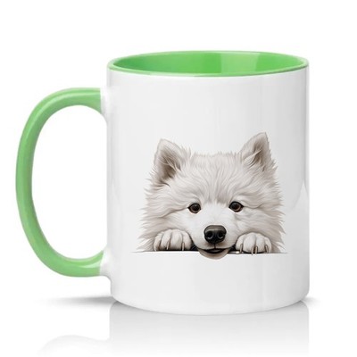Weiße flauschige Hund Unisex 11 Unzen Keramiktasse Hundeliebhaber Geschenk für Sie & Ihn